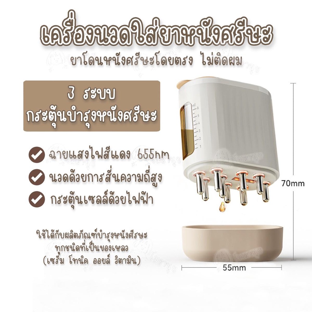 หวีใส่ยาหนังศรีษะ พร้อม3ระบบ กระตุ้นหนังศรีษะ ใส่ยาโดนหนังศรีษะโดยตรง ไม่เลอะผม ควบคุมปริมาณได้