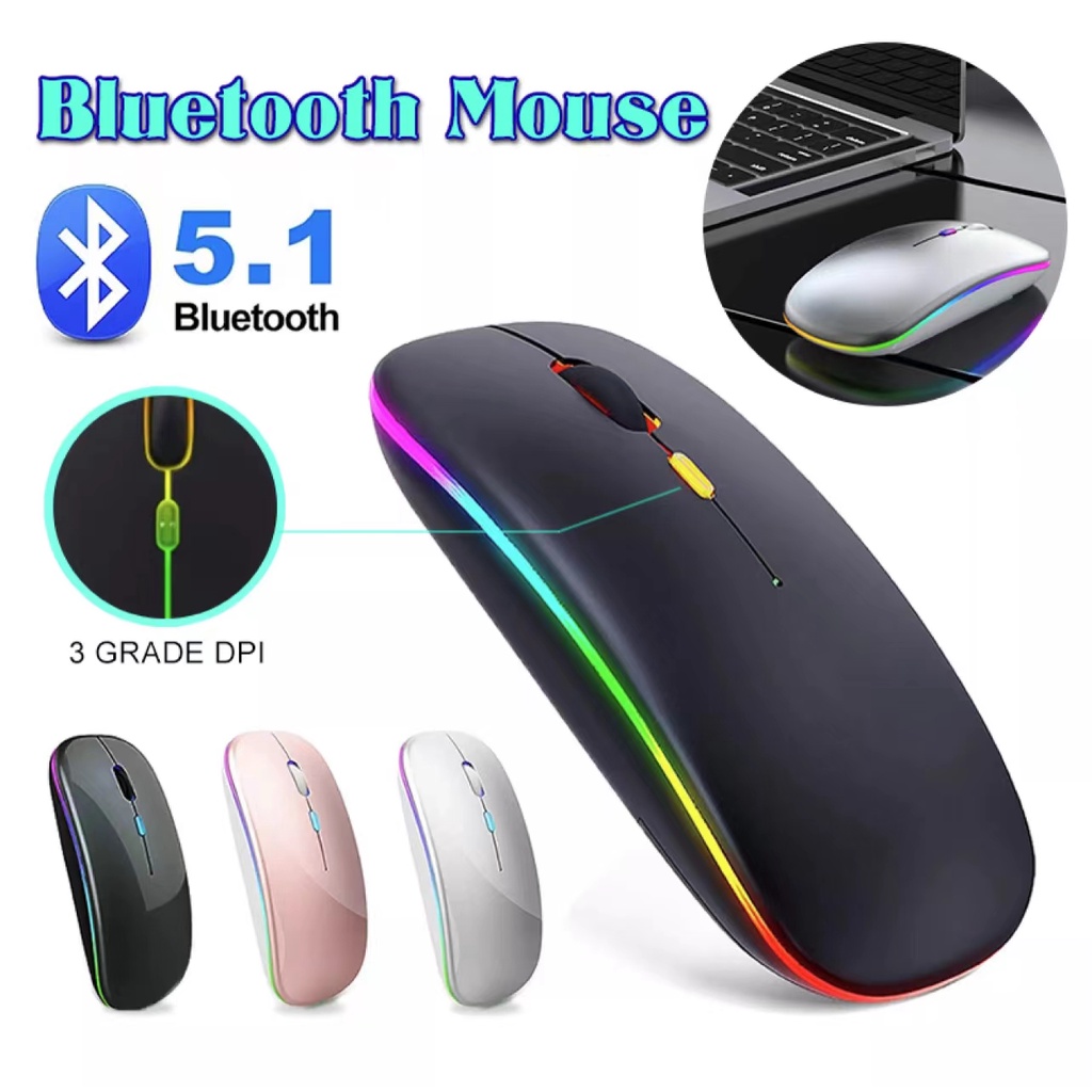 (พร้อมส่ง)เม้าส์ไร้สาย ไร้เสียง มีแบตในตัว Silent Mouse Wireless 2.4G Rechargeable ไม่ใช้ถ่าน เมาส์บลูทูธ