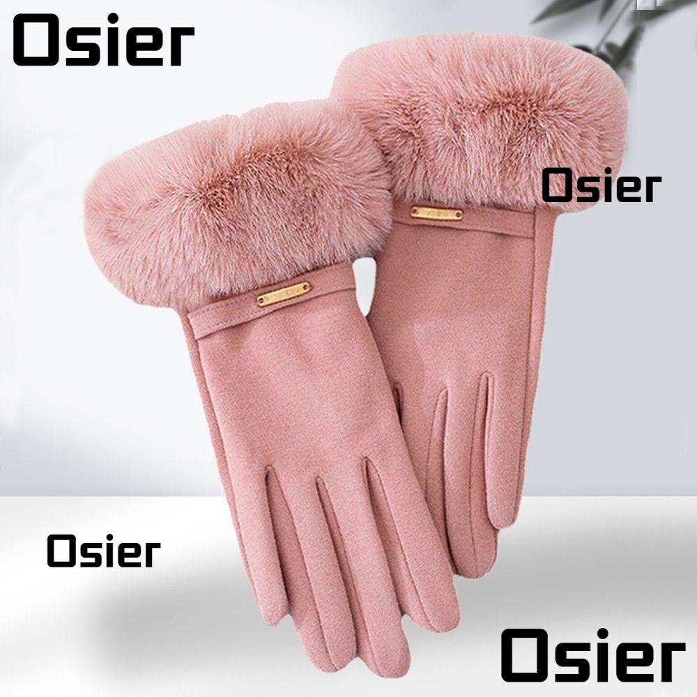 Osier1 ถุงมือผ้ากํามะหยี่ แบบหนา กันลม ให้ความอบอุ่น แฟชั่นฤดูหนาว สําหรับผู้หญิง เล่นสกี
