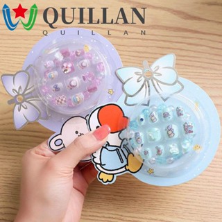 Quillan เล็บปลอม ลายการ์ตูน พร้อมสร้อยข้อมือ DIY สําหรับเด็ก