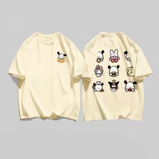 ราคาถูก เสื้อยืดแฟชั่นผ้าฝ้ายแขนสั้นฤดูร้อนใหม่เสื้อ Sanrio Pochacco สวมใส่สบาย เสื้อคู่