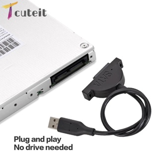 Tcuteit อะแดปเตอร์สายเคเบิลออปติคอลไดรฟ์ SATA 7+6 Pin สําหรับโน้ตบุ๊ก CD-ROM CD DVD USB 2.0