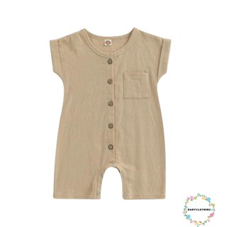 Babyclothes- ชุดจั๊มสูท รอมเปอร์ แขนกุด คอกลม กระดุมปิด ฤดูร้อน เสื้อผ้าลําลอง สําหรับเด็กผู้ชาย ทุกวัน