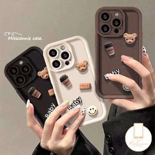 เคสโทรศัพท์มือถือคู่รัก แบบนิ่ม กันกระแทก ลายการ์ตูนหมีน่ารัก 3D สําหรับ IPhone 11 13 12 15 14 Pro MAX 7Plus XR X XS MAX 7 6S 8 6 Plus SE 2020