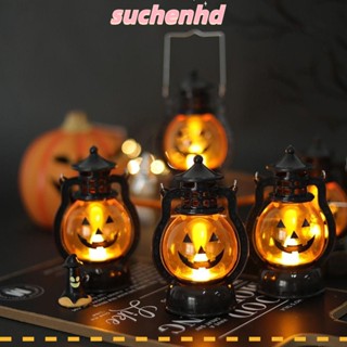 Suchenhd โคมไฟ LED รูปฟักทองผี สไตล์เรโทร สําหรับแขวนตกแต่งบ้าน ปาร์ตี้ฮาโลวีน