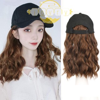 Ivory หมวกเบสบอล วิกผมหยิก ผมสังเคราะห์ ถอดออกได้ สีดํา ปรับได้ สําหรับผู้หญิง