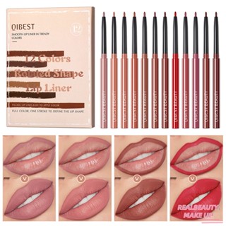 QIBEST Matte Lip Liner Set 12 Color Waterproof Lipstick Pen for Perfect Lip Augmentation Lip Makeup 12pcs Boxed 1 Box 759g Lip Products Health amp Beauty Mixed Color Paste [realbeauty] ลิปสติกเนื้อแมท