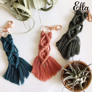 Ellastore123 พวงกุญแจ จี้มาคราเม่ แฮนด์เมด สไตล์โบฮีเมียนวินเทจ สําหรับห้อยกระเป๋าเป้สะพายหลัง ของขวัญวันแม่