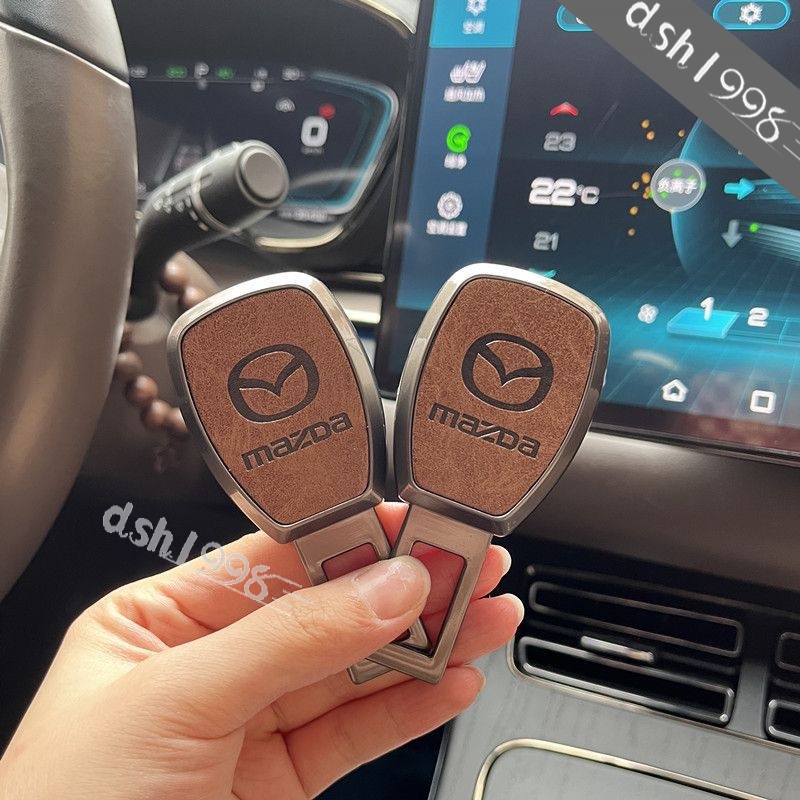 【หนัง + โลหะ】หัวเข็มขัดนิรภัยรถยนต์ โลหะ อุปกรณ์เสริม สําหรับ Mazda 3 Mazda 5 Mazda 6 CX 3 CX 5 CX 8