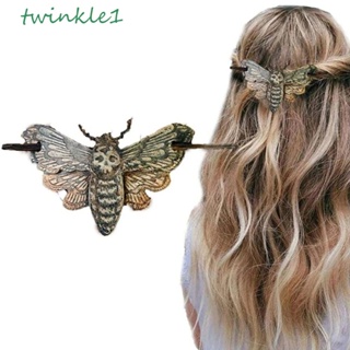 Twinkle1 กิ๊บติดผม รูปหัวกะโหลก ผีเสื้อ สไตล์พังก์ เรโทร สําหรับผู้หญิง