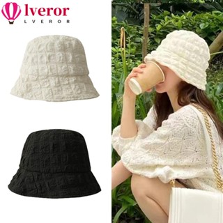 Lveror หมวกบักเก็ต ผ้าฝ้าย สีพื้น สําหรับผู้หญิง ผู้ชาย