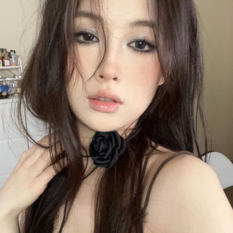Papaozhu สร้อยคอโชคเกอร์ เชือกยาว ลูกไม้ ดอกกุหลาบ หรูหรา เครื่องประดับ สําหรับผู้หญิง งานปาร์ตี้ งานแต่งงาน คอ