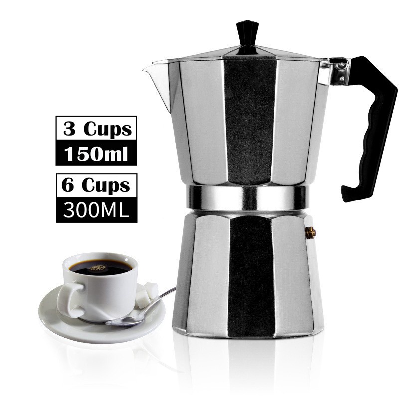 Moka pot กาต้มกาแฟสด 3 ถ้วย โมก้าพอท 150ml 6 ถ้วย 300ml 9ถ้วย 450ml มอคค่าพอท หม้อชงกาแฟ เครื่องชงกาแฟ อลูมิเนียม