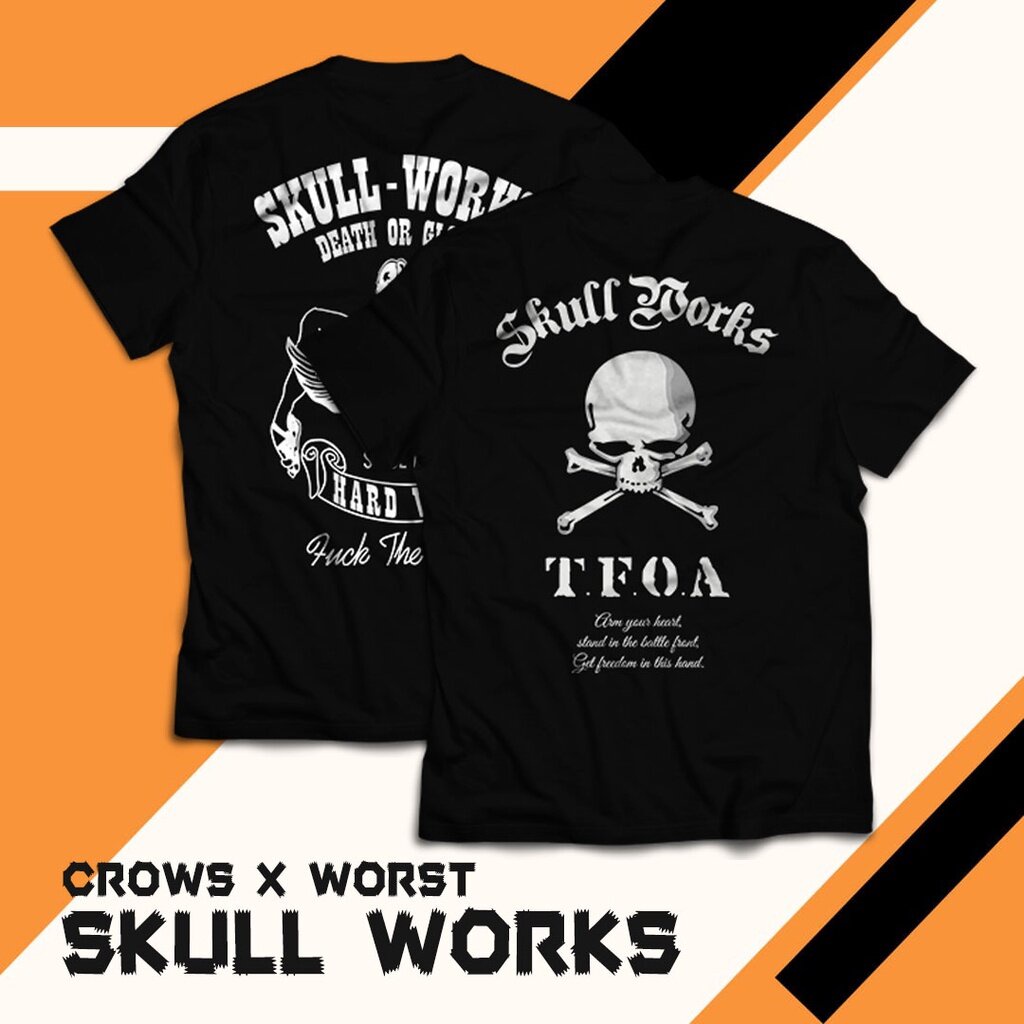 [S-5XL] เสื้อยืดโอเวอร์ไซส์【ใหม่】Tfoa Cotton Combed 24s Skull Works Crows X Worst T-Shirtรองรับการปรับแต่ง