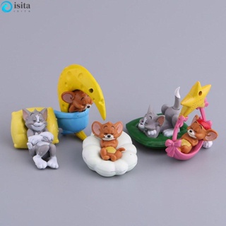 Isita ตุ๊กตาฟิกเกอร์ Tom &amp; Jerry PVC ขนาดเล็ก 5 ชิ้น ต่อชุด