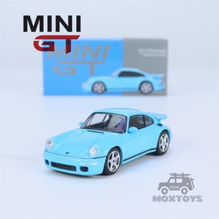 โมเดลรถยนต์ MINI GT 1:64 RUF CTR Anniversary Bavarian Sky LHD Diecast ของเล่นสําหรับเด็ก