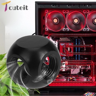 Tcuteit อะแดปเตอร์ทรงกลม 4 ช่องทาง 180 องศา สําหรับ PC Water-Cooled