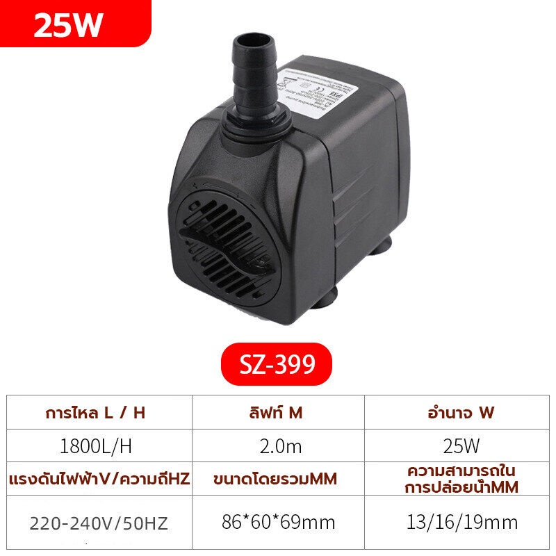 ปั๊มน้ำตู้ปลา ปั๊มน้ำ ปั๊มน้ำพัดลมไอน้ำ ปั๊มพัดลมไอเย็น ปั๊มน้ำแบบแช่ 3W 5W 10W 25W 35W - รูปที่ 7