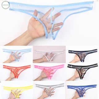 GORGEOUS~Mens Briefs Low-Waist Mesh Pouch See-Through Underwear Comfortable Bikini