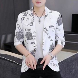 Daily premium# summer cropped sleeve mens suit sun-proof casual medium sleeve thin small suit Korean slim short sleeve light coat 9.6Li