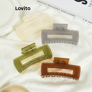 Lovito กิ๊บติดผมลำลอง เบสิก ทรงเรขาคณิต สีพื้น สำหรับผู้หญิง L57AD014 (สี่เหลี่ยม/น้ำตาล/เทาสแควร์/ออฟไวท์)