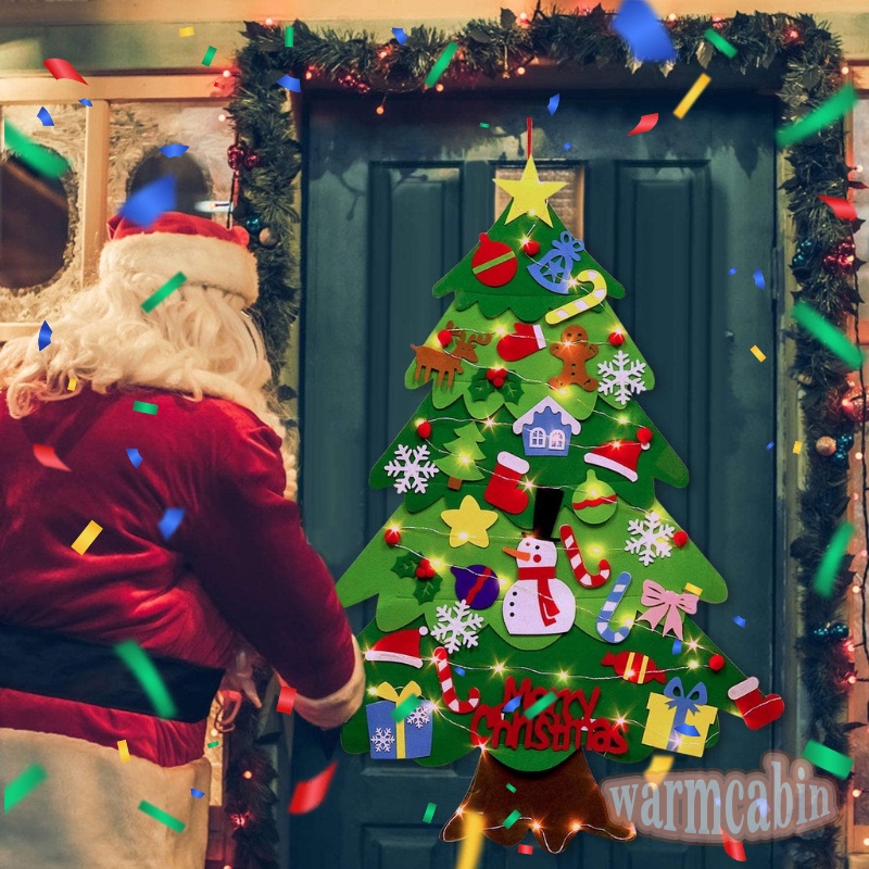 พร้อมส่ง ต้นคริสต์มาส DIY แขวนผนังต้นคริสต์มาส Felt Christmas Tree ของขวัญคริสต์มาส