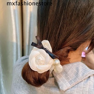 Mxfashione Camellia Scrunchies เครื่องประดับผม อารมณ์ ผู้หญิง มุก ที่คาดผม เด็กผู้หญิง ที่คาดผม