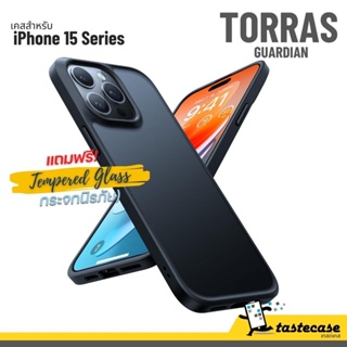 Torras Guardian เคสสำหรับ iPhone 15 Pro Max, iPhone 15 Pro และ iPhone 15 แถมฟรีกระจกนิรภัย