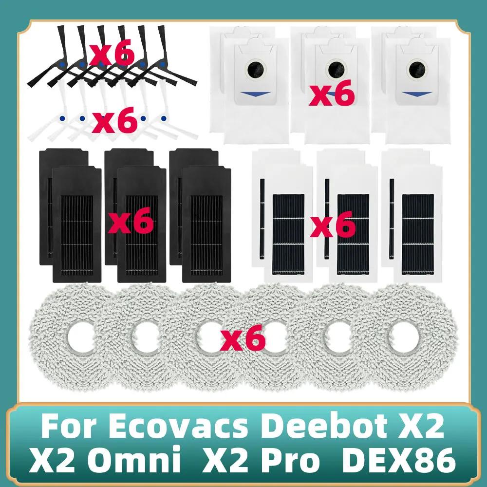 Ecovacs Deebot X2 X2 Omni X2 Pro DEX86 ถุงกรองฝุ่น Hepa แปรงด้านข้าง อุปกรณ์เสริม สําหรับหุ่นยนต์ดูดฝุ่น