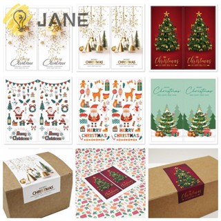 Jane สติกเกอร์แท็กทักทาย ลายสโนว์แมน Merry Christmas ขนาด 5 ซม.*10 ซม. สําหรับติดตกแต่งต้นคริสต์มาส 50 ชิ้น