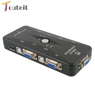 Tcuteit HW1702 กล่องสวิตช์ USB KVM สี่พอร์ต เข้า 4 ออก 1 4K 1080P VGA