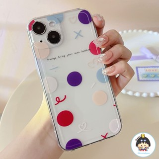 เคสโทรศัพท์มือถือแบบนิ่ม TPU ใส กันกระแทก ลายจุด สีพื้น เรียบง่าย สําหรับ IPhone 14 13 12 11 Pro Max X XR 8 7 Plus