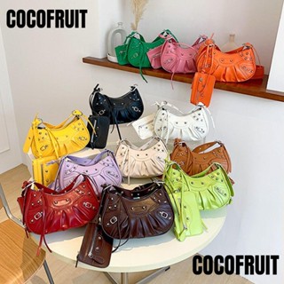 Cocofruit กระเป๋าสะพายไหล่ หนัง PU แต่งหมุด หรูหรา สไตล์พังก์