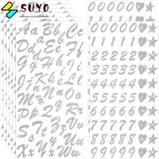 Suyo สติกเกอร์ตัวอักษร PVC สีเงิน สําหรับตกแต่งสมุดภาพ DIY
