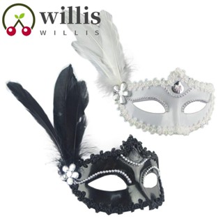 Willis หน้ากากขนนก หน้ากากเวเนเชียน ดอกไม้ ลูกปัด ตา เปลือกหอย ลูกไม้ พลาสติก ดอกไม้ หน้ากาก งานรื่นเริง ปาร์ตี้