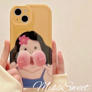เคสโทรศัพท์มือถือ ซิลิโคนนิ่ม กันกระแทก ลาย Kneadand and Decompression Big Face Girl สําหรับ IPhone 15 14 13 12 11 Pro Max X Xr Xs 8 7 6 Plus SE 2020