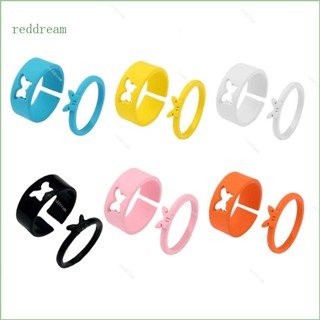 Redd แหวนแฟชั่น รูปผีเสื้อ ฉลุลาย ขนาดใหญ่ สไตล์วินเทจ เรโทร สีแดง สําหรับผู้หญิง ผู้ชาย คู่รัก