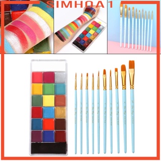 [Simhoa1] พาเลทเพ้นท์ร่างกาย 20 สี พร้อมแปรง 10 ชิ้น สําหรับเด็ก