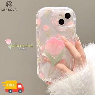 OPPO A58 4G A98 5G A78 A57 2022 4G A17K A55 A54 A16 A15 A77 A74 A93 A92 A52 A12 A3S A5 A7 A5S A15S A31 A53 A9 2020 A5 2020 A96 A76 F9 เคสซิลิโคนทิวลิปสีชมพูแบบเต็มหน้าจอ