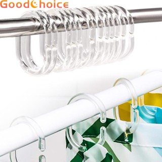 Shower Curtain Rings Rail Guide Single Hook Universal 24pcs C-shape Oval