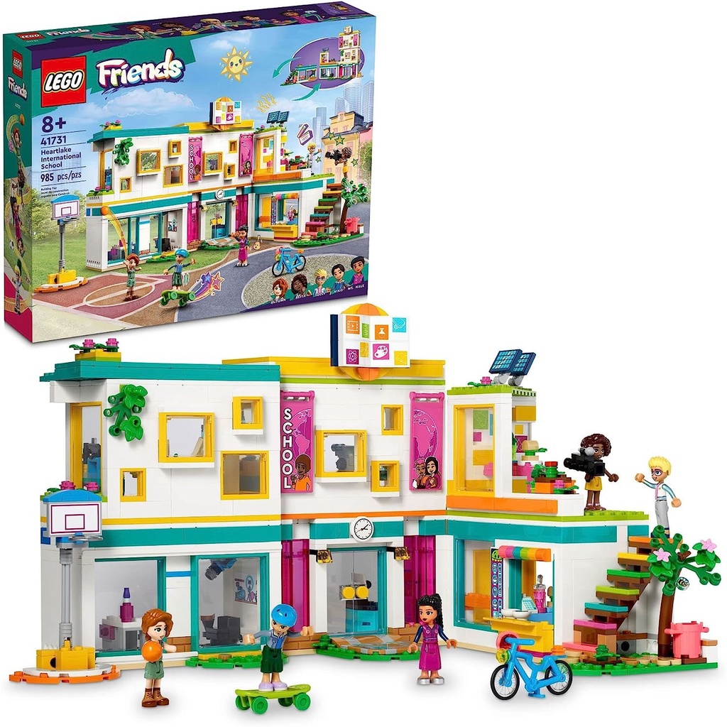 LEGO Friends Heartlake International School Playset 41731, Building Toy for Girls Boys with 5 2023 Character Mini-Dolls
