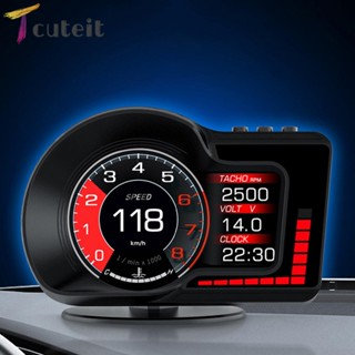 Tcuteit อะไหล่หน้าจอดิจิทัล HUD 5 หน้า OBD GPS สําหรับรถยนต์