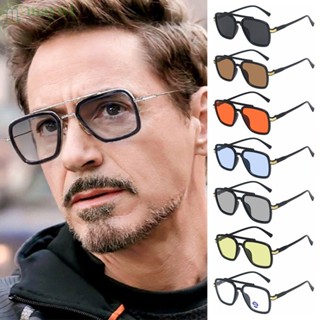 Maywi Tony Stark แว่นกันแดด กรอบโลหะ หรูหรา สี่เหลี่ยม สไปเดอร์แมน แว่นกันแดด