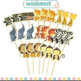 Wisdomest ท็อปเปอร์เค้ก ลายสัตว์ป่า 24 ชิ้น *3|ชุดท็อปเปอร์ สําหรับเด็ก