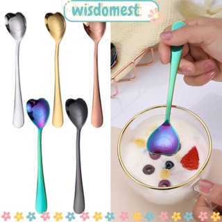 Wisdomest ชุดช้อนส้อม ช้อนชา น้ําตาล ขนมหวาน รูปหัวใจ ใช้ซ้ําได้