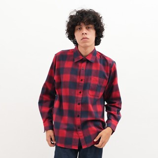 เสื้อเชิ้ต ผ้าสักหลาด สีแดงน้ําเงิน FS066
