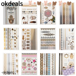 Okdeals สติกเกอร์รอยสักชั่วคราว รูปใบไม้ ปลอดสารพิษ สําหรับติดตกแต่งร่างกาย แขน เครื่องประดับ