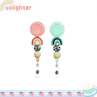 Solighter พวงกุญแจ สีชมพู สีฟ้า พับเก็บได้ สําหรับใส่บัตรประจําตัวประชาชน 2 ชิ้น