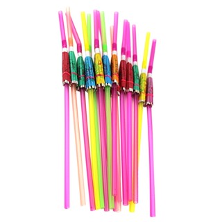 50pcs Drinking Wedding 3D Bar DIY Club Cocktail Fluorescent Tropical Party Decoration Disposable Straw