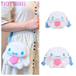 Norman กระเป๋าใส่เหรียญ กระเป๋าสะพายไหล่ สะพายข้าง ซิลิโคน ลายการ์ตูน Cinnamoroll เจ้าหญิงคาวาอี้ สามารถปรับได้ สําหรับเด็ก